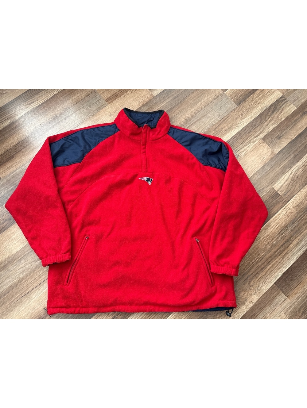 New England Patriots Reversible Fleece Pullover Jacket Men's XL NFL Red Blue